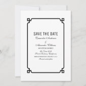 Zwarte Deco Chic Save the Date Uitnodiging (Voorkant)