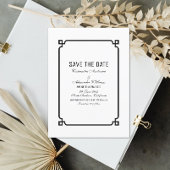 Zwarte Deco Chic Save the Date-uitnodiging Kaart