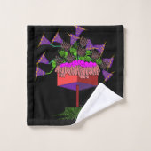 Zwarte Deco Potbloemen Bad Handdoek (Wasdoekje)