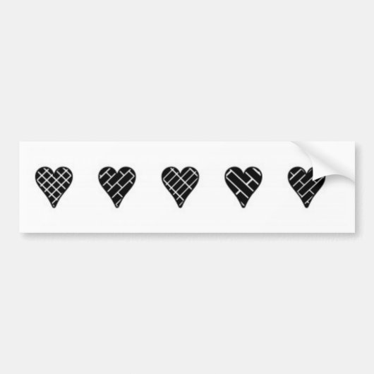 Zwarte decoratieve harten bumpersticker (Voorkant)