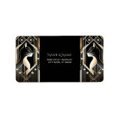 Zwarte decoratieve kat abstract adreslabel etiket (Voorkant)