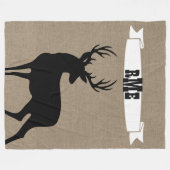 Zwarte deer Ribbon Monogram Fleece Blanket Deken (Voorkant (Horizontaal))