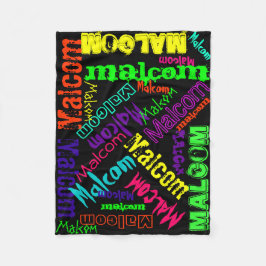 Zwarte deken kleurrijke heldere neon naam collage