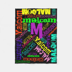 Zwarte deken kleurrijke heldere neon naam collage