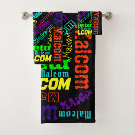 Zwarte deken kleurrijke heldere neon naam collage bad handdoek