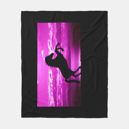 Zwarte deken/paarse achtergrond van de paardenvloo fleece deken (Voorkant)