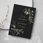Zwarte Delicate Wilde Bloem Boho Trouwfoto Save The Date