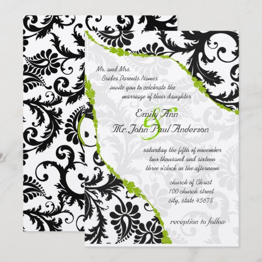  zwarte demper met Apple Green Vines Kaart (Voorkant / Achterkant)