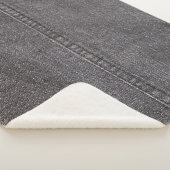 Zwarte denim stof, mode textuur. sherpa deken (3/4)