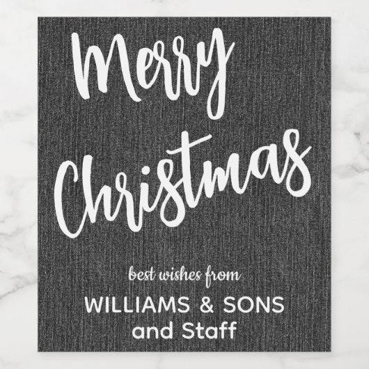 Zwarte denim witte script, bedrijfsnaam set van 6 wijn etiket (Enkel label)