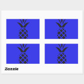 Zwarte dennenappel in blauw rechthoekige sticker (Vel)