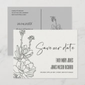 ZWARTE DESERT CACTI SUCCULENT SKETCH BEWAREN DE DA AANKONDIGINGSKAART (Voorkant / Achterkant)