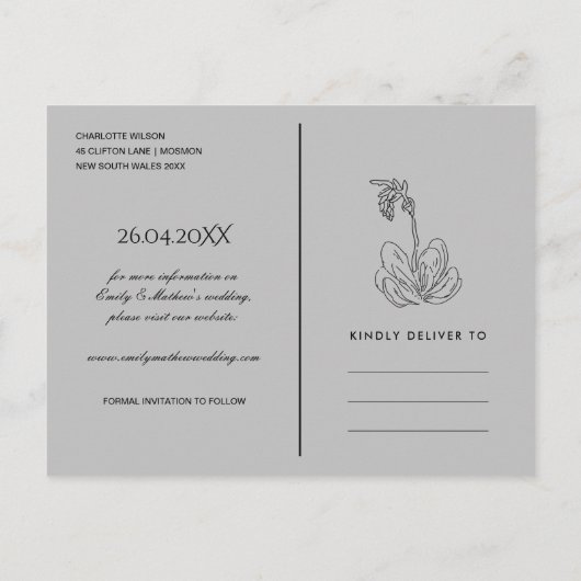 ZWARTE DESERT CACTI SUCCULENT SKETCH BEWAREN DE DA AANKONDIGINGSKAART (Achterkant)