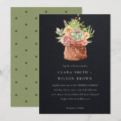 ZWARTE DESERT SUCCULENT CACTI FOLIAGE BUNCH WEDDIN KAART (Voorkant / Achterkant)