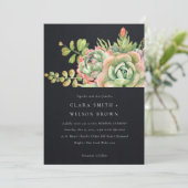 ZWARTE DESERT SUCCULENT CACTI FOLIAGE BUNCH WEDDIN KAART (Staand voorkant)