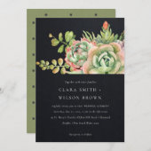 ZWARTE DESERT SUCCULENT CACTI FOLIAGE BUNCH WEDDIN KAART (Voorkant / Achterkant)
