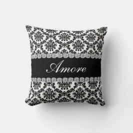 ZWARTE DESIGN    DAMASKBling-look Pillow AMORE-cad Kussen