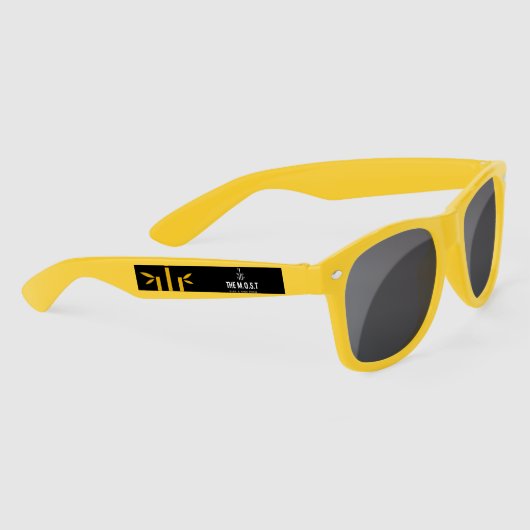 Zwarte designer zonnebril met gele frame (Rechts)