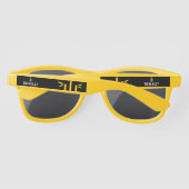 Zwarte designer zonnebril met gele frame (Achterkant)