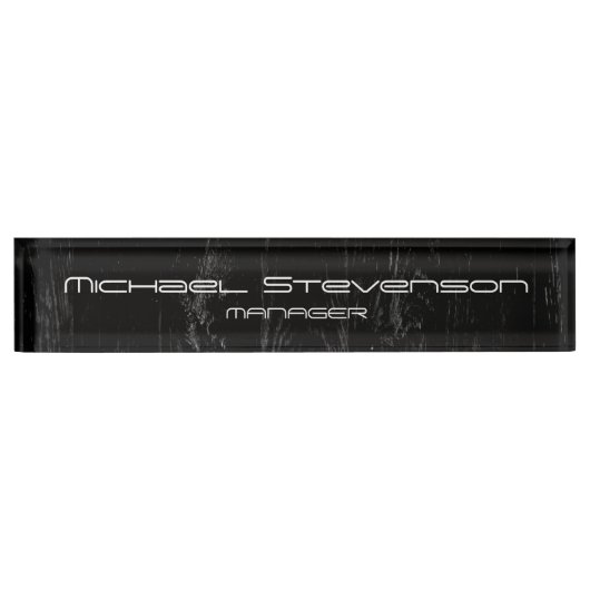 Zwarte Desk voor houtaffect Naambordje (Voorkant)