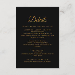 Zwarte Details Kaart met Gouden Calligrafie