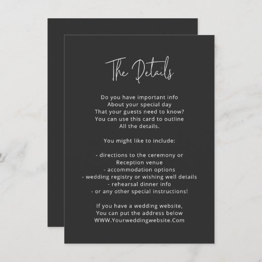 Zwarte details kaart zwart-wit minimalist (Voorkant / Achterkant)