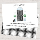 Zwarte Deur en Kat We hebben Verhuisd Nieuw Huis Aankondiging