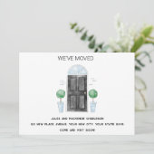 Zwarte deur We hebben nieuwe woning verhuisd Aankondiging (Staand voorkant)