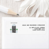 Zwarte deur We hebben verhuisd nieuwe huis terug a Etiket (Insitu)