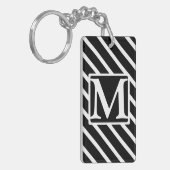 Zwarte diagonale streep SF monogram Sleutelhanger (Voorkant Links)