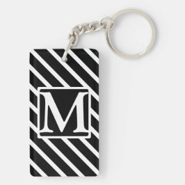 Zwarte diagonale streep SF monogram Sleutelhanger