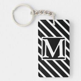 Zwarte diagonale streep SF monogram Sleutelhanger