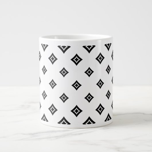 Zwarte Diamant Patroon Polka Jumbo Mok (Voorkant)