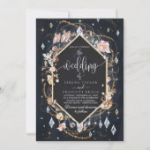 Zwarte Diamant Versierd Luxe Huwelijk Kaart (Voorkant)