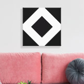 Zwarte diamant, witte rand canvas afdruk (Insitu (Woonkamer))