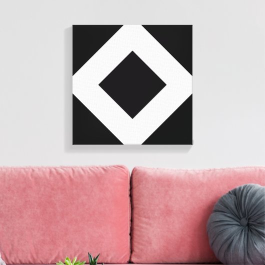 Zwarte diamant, witte rand canvas afdruk (Insitu (Woonkamer))