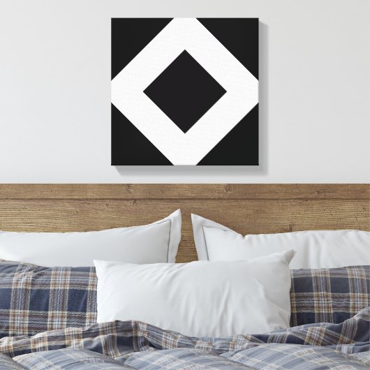 Zwarte diamant, witte rand canvas afdruk (Insitu (Slaapkamer))