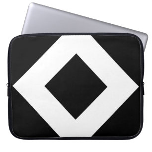 Zwarte diamant, witte rand laptop sleeve