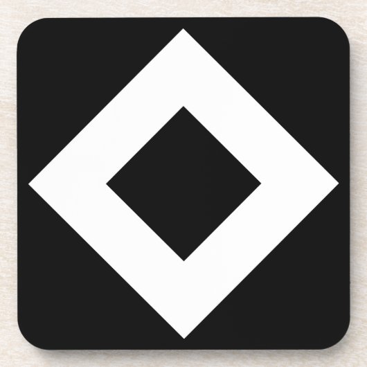 Zwarte diamant, witte rand onderzetter (Voorkant)