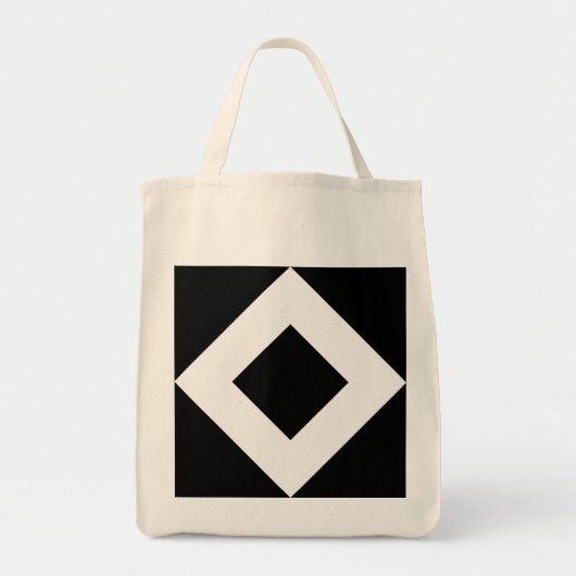 Zwarte diamant, witte rand tote bag (Voorkant)
