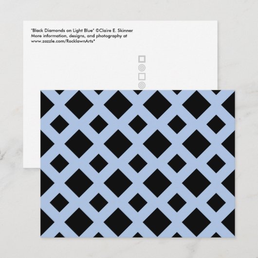 Zwarte diamanten op lichtblauw briefkaart (Voorkant / Achterkant)