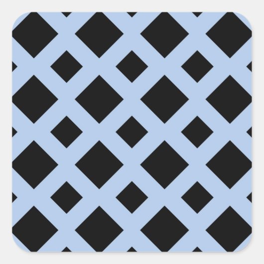 Zwarte diamanten op lichtblauw vierkante sticker (Voorkant)