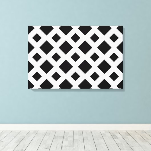 Zwarte diamanten op wit canvas afdruk (Insitu (Houten vloer))