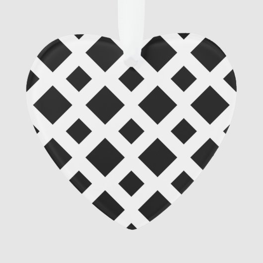 Zwarte diamanten op wit ornament (voorkant)