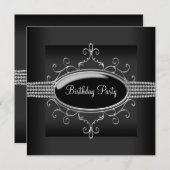 Zwarte Diamanten Vrouwen Zwarte Verjaardag Partij Kaart (Voorkant / Achterkant)