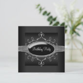 Zwarte Diamanten Vrouwen Zwarte Verjaardag Partij Kaart (Staand voorkant)