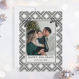 Zwarte Diamantpatroon Kerstkaart met Foto