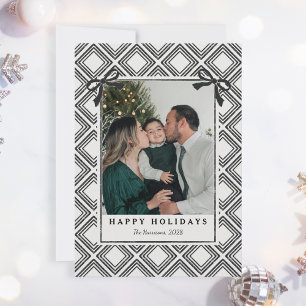 Zwarte Diamantpatroon Kerstkaart met Foto