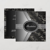 Zwarte Diamond Black Tie-feest Kaart (Voorkant / Achterkant)