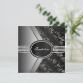 Zwarte Diamond Black Tie-feest Kaart (Staand voorkant)
